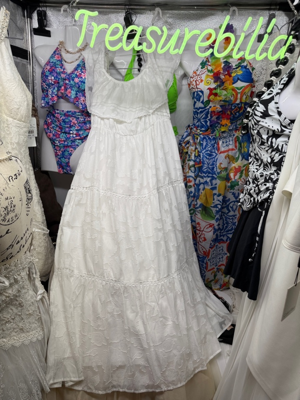 Source Unknown White Tiered Maxi Dress